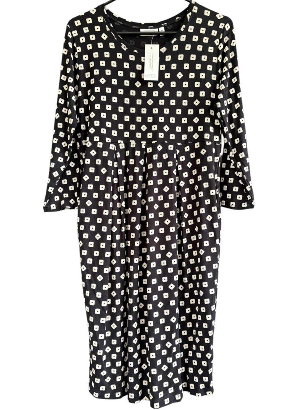 NWT MASAI Copenhagen Noma Jersey Dress Black Cream Size Medium